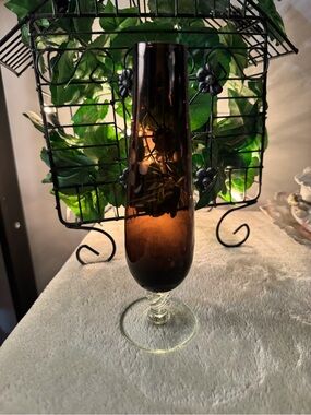 Very Rare 8” Tall Root Beer Glass Pilsner Style Etched Bud Vase/Glass